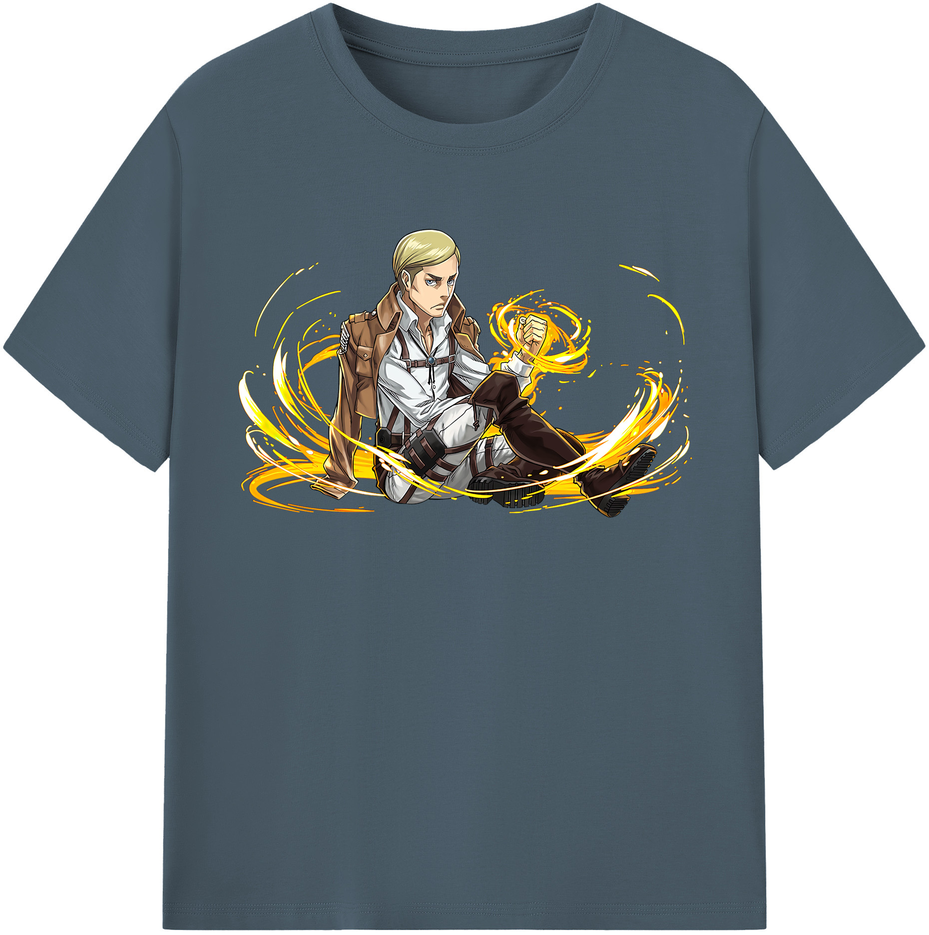 （画像用） 進撃の巨人 エルヴィン・スミス Attack on Titan Erwin Smith 綿100％半袖Tシャツ（フロントプリント）